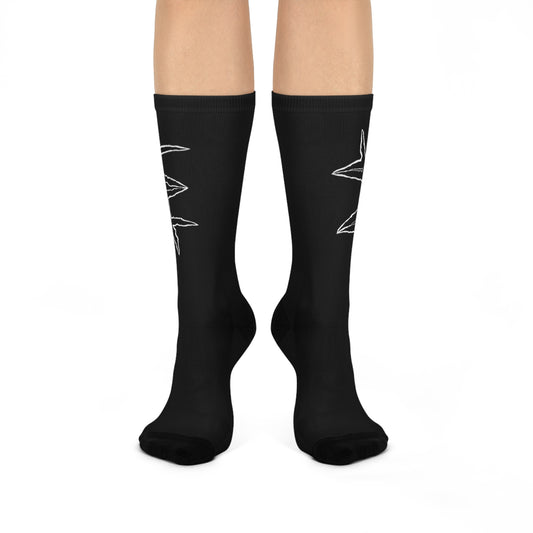 Crew Socks with Black Grunge Hash Mark Design — Cushioned Athletic Socks