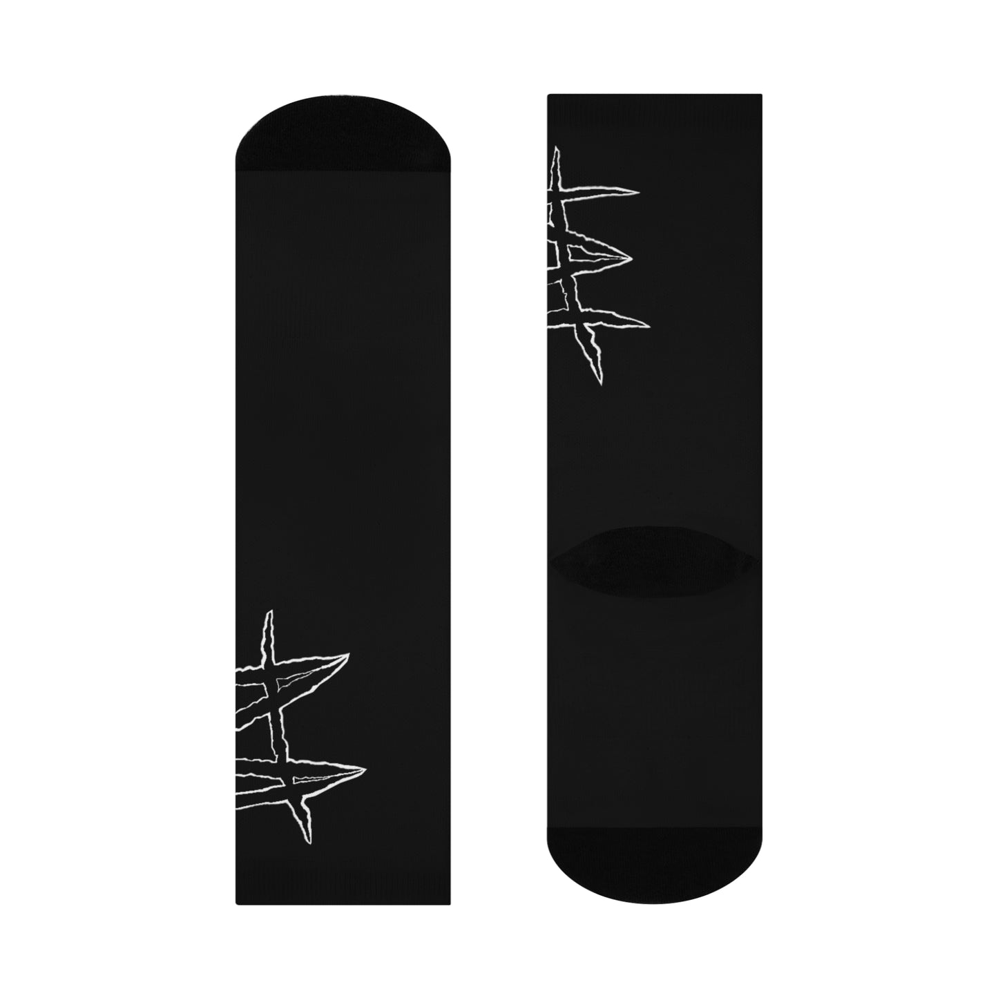 Crew Socks with Black Grunge Hash Mark Design — Cushioned Athletic Socks